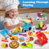 85 PCS 3 in 1 Dough Sets for Kids Ages 3-4-8, Art Crafts Dough Tools Kit, Train Engine Noodle Playset, Hamburger Machine, Dessert Rack, Kitchen Creations Food Play Toys Boys Girls view 4