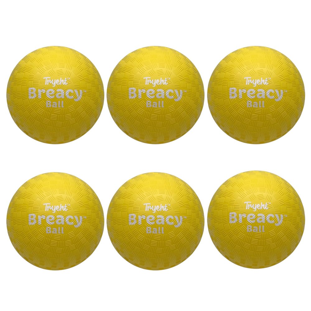 Tryeht Self Inflating Ball 5", Rubber New Feel Breacy Ball, Hi Bouncy, Never Need Pump, Neon Yellow, Playground, Handball, Dodgeballs, Picnic and School Play in and Outdoor (6 Pack)