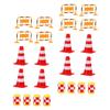CHICAMPERA 24pcs Boy Girl Traffic Cones Roadblock Educational Plaything for Boy Girl Includes Red Orange Cones Yellow Safety Barrels for Teaching Traffic Awareness and Simulation Play view 1