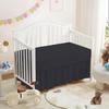 Dust Ruffle Crib Skirt, 100% Egyptian Cotton 800 Thread Count, Crib Size (28" x 52"+14") Inch Drop Toddler Bed Skirt for Baby Boys or Girls - Black Solid view 3