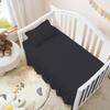 Dust Ruffle Crib Skirt, 100% Egyptian Cotton 800 Thread Count, Crib Size (28" x 52"+14") Inch Drop Toddler Bed Skirt for Baby Boys or Girls - Black Solid view 4