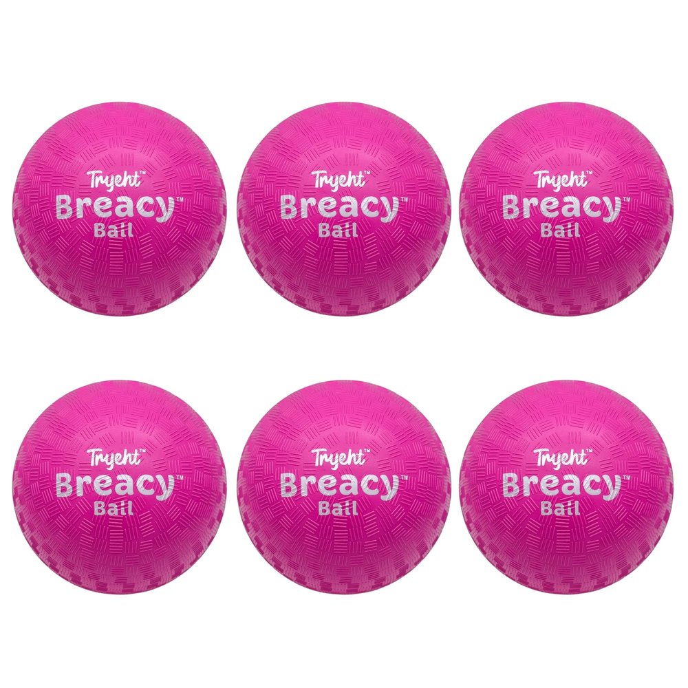 Tryeht Self Inflating Playground Ball 5, 6 Pack, Neon Purple Breacy Ball, Self Inflating Bouncy Ball, Never Need Pump for Kickball, Playground, Handball, Square and School