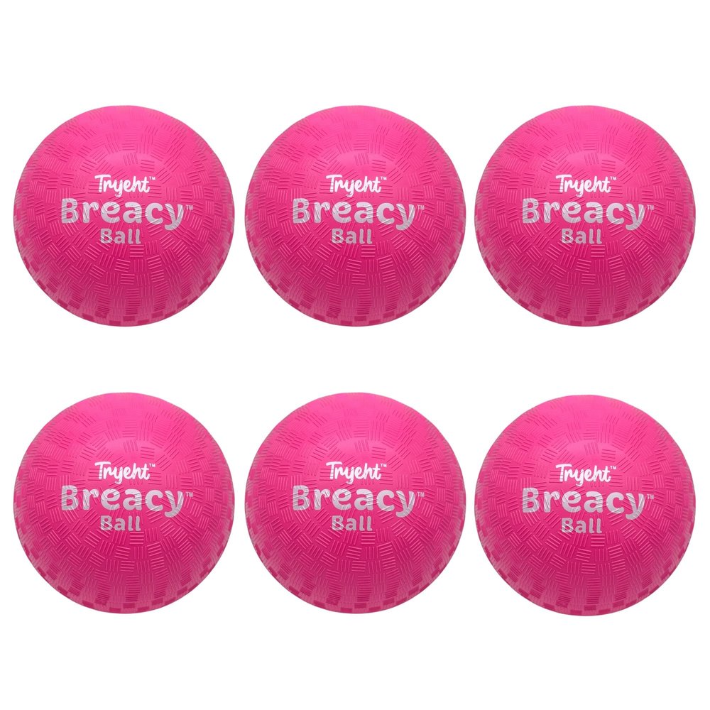 Tryeht Self Inflating Playground Ball 5, Neon Pink Breacy Ball, Self Inflating Bouncy Ball, Never Need Pump for Kickball, Playground, Handball, Square and School (6 Pack)