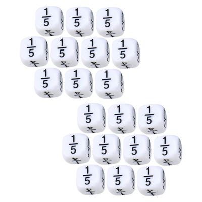 Abaodam 20pcs Fraction Dice for Math Teaching Lightweight Educational Dice Game Props Portable Rounded Corner Design for Classroom Activities