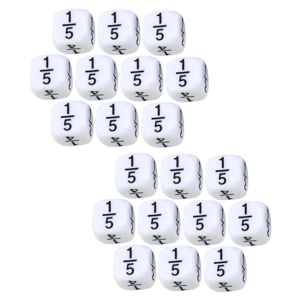Abaodam 20pcs Fraction Dice for Math Teaching Lightweight Educational Dice Game Props Portable Rounded Corner Design for Classroom Activities