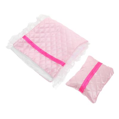 Abaodam 1set Mini Dollhouse Bedding Set Pillow Cozy Bedroom Decor Sheet and Pillow for Dollhouse Accessories for Miniature Bedroom Layout