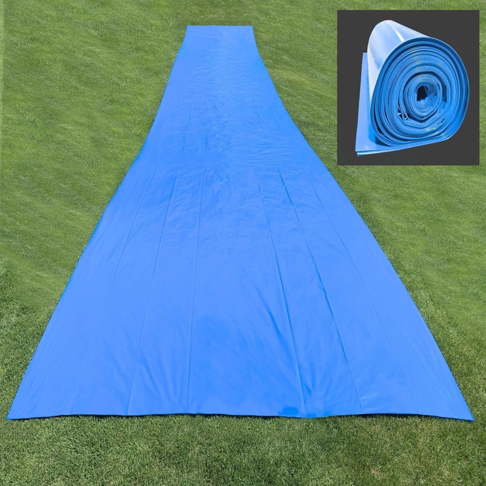 Make-A-Slide. Giant Blue Plastic Water Slides for Adults - 100, 75, 50 Feet Long Heavy-Duty Slip and Slides Water Tarps (75 Foot Slide)