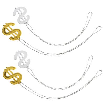 BESTonZON 4pcs Money Sign Pendant Necklace for Girls Lightweight Costume Jewelry for Halloween Parties Unique Design Versatile Accessory Comfortable Wear
