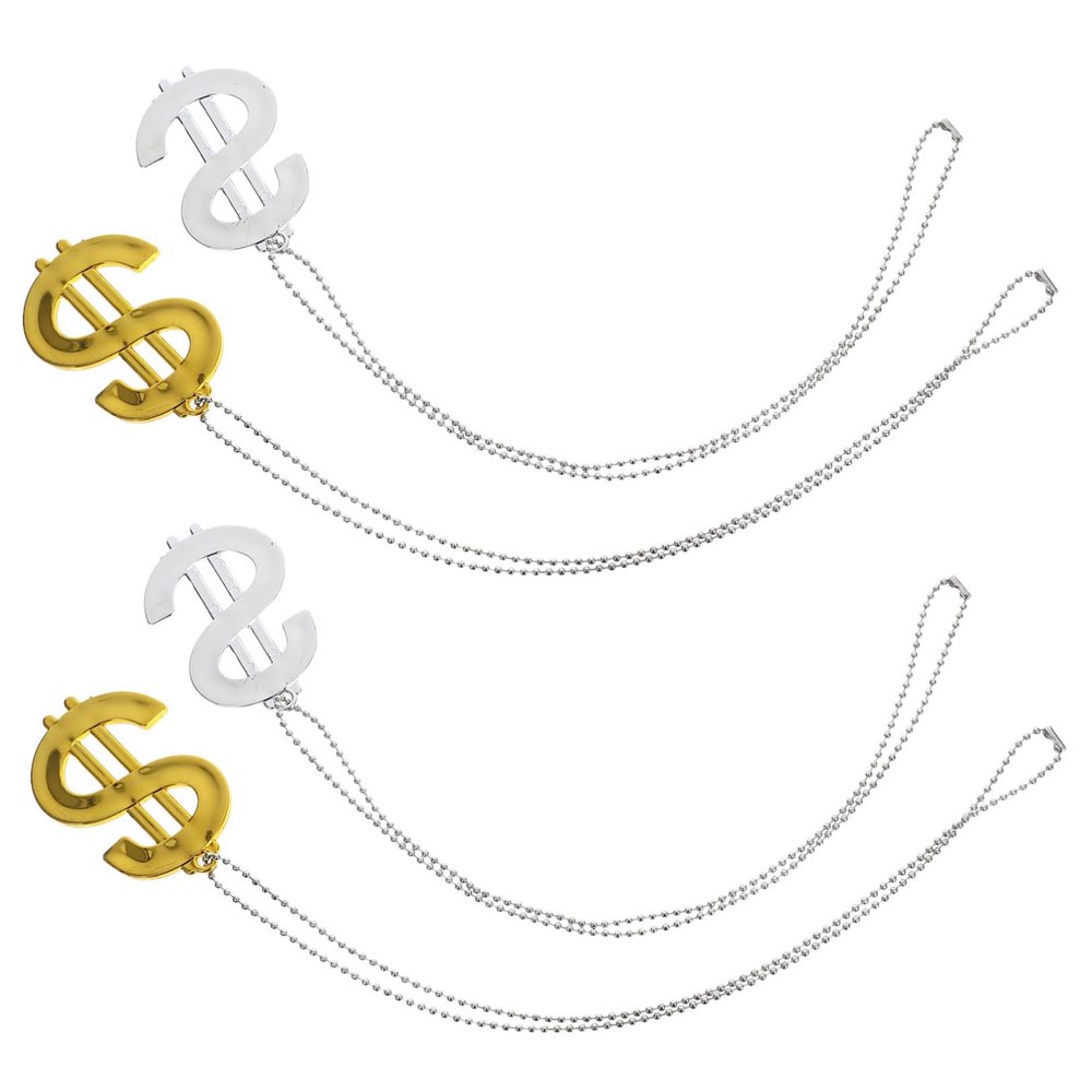 BESTonZON 4pcs Money Sign Pendant Necklace for Girls Lightweight Costume Jewelry for Halloween Parties Unique Design Versatile Accessory Comfortable Wear