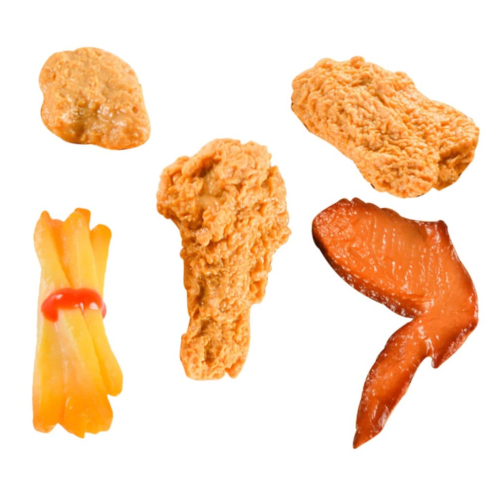BESPORTBLE 5pcs Fried Food Model Realistic Simulated Fried Chicken Fries Snack Props for Photography Home Decoration Early Education Artificial Food Display Decor