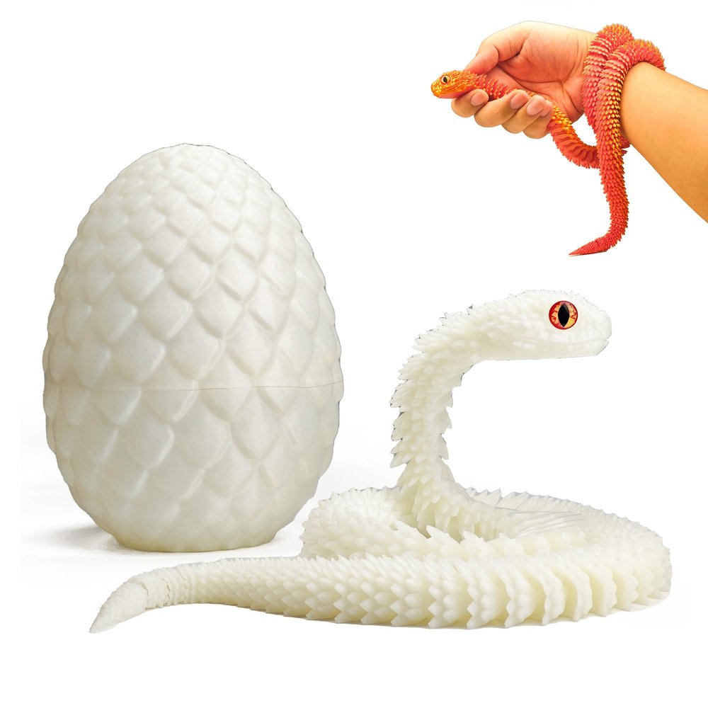 LifeBeWise 3D Printed Snake with Egg, 24 Inch Articulated 3D Printed Animals Toys, Like Movable Snake Realistic Slithering Design, Halloween Decor, Christmas Toy 2025