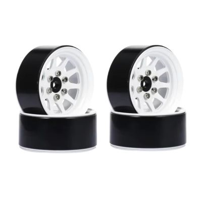RC Car Upgrade Part for Tamiya for Axial for Scx10 D90 for HPI 1/10 4PCS Aluminum 1.9inch Beadlock Wheel Rims RC Crawler(White)