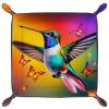 Dice Trays Hummingbird Holder Storage Box for Dice Games Like RPG DND, Leather Dice Holder Portable Folding Rolling Dice Tray, 16x16cm view 2