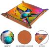 Dice Trays Hummingbird Holder Storage Box for Dice Games Like RPG DND, Leather Dice Holder Portable Folding Rolling Dice Tray, 16x16cm view 3