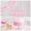 19 Pcs Ribbon Bow Cake with Stick Decoration,Black Pink Bow Birthday Cake Decorations,Ceremonial Birthday Decor,Bow Cake Top,Wedding Engagement Supplies (Pink) view 3
