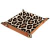 Dice Trays Leopard Print Holder Storage Box for Dice Games Like RPG DND, Leather Dice Holder Portable Folding Rolling Dice Tray, 16x16cm view 1