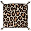 Dice Trays Leopard Print Holder Storage Box for Dice Games Like RPG DND, Leather Dice Holder Portable Folding Rolling Dice Tray, 16x16cm view 2