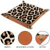 Dice Trays Leopard Print Holder Storage Box for Dice Games Like RPG DND, Leather Dice Holder Portable Folding Rolling Dice Tray, 16x16cm view 3