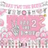 46Pcs Bad Two The Bone Party Decorations Girl Include Banner-Backdrop-Balloons-Cupcake Toppers-Cake Topper For Rock And Roll 2nd Birthday Party Decorations view 1