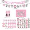 46Pcs Bad Two The Bone Party Decorations Girl Include Banner-Backdrop-Balloons-Cupcake Toppers-Cake Topper For Rock And Roll 2nd Birthday Party Decorations view 2