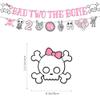 46Pcs Bad Two The Bone Party Decorations Girl Include Banner-Backdrop-Balloons-Cupcake Toppers-Cake Topper For Rock And Roll 2nd Birthday Party Decorations view 3