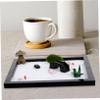 ERINGOGO Miniature Zen Garden Sand Play Kit Relaxing Indoor Decoration with Sand Rakes Rocks Accessories for Meditation Home Decor Relief Black view 3