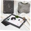 ERINGOGO Miniature Zen Garden Sand Play Kit Relaxing Indoor Decoration with Sand Rakes Rocks Accessories for Meditation Home Decor Relief Black view 4