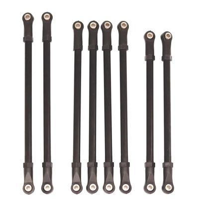 for Axial for SCX10 1/10 RC Car Crawler 8pcs/lot Aluminum Alloy Link Rod Unassembled Kit 313MM Wheelbase RC Upgrade Accessories(Black)