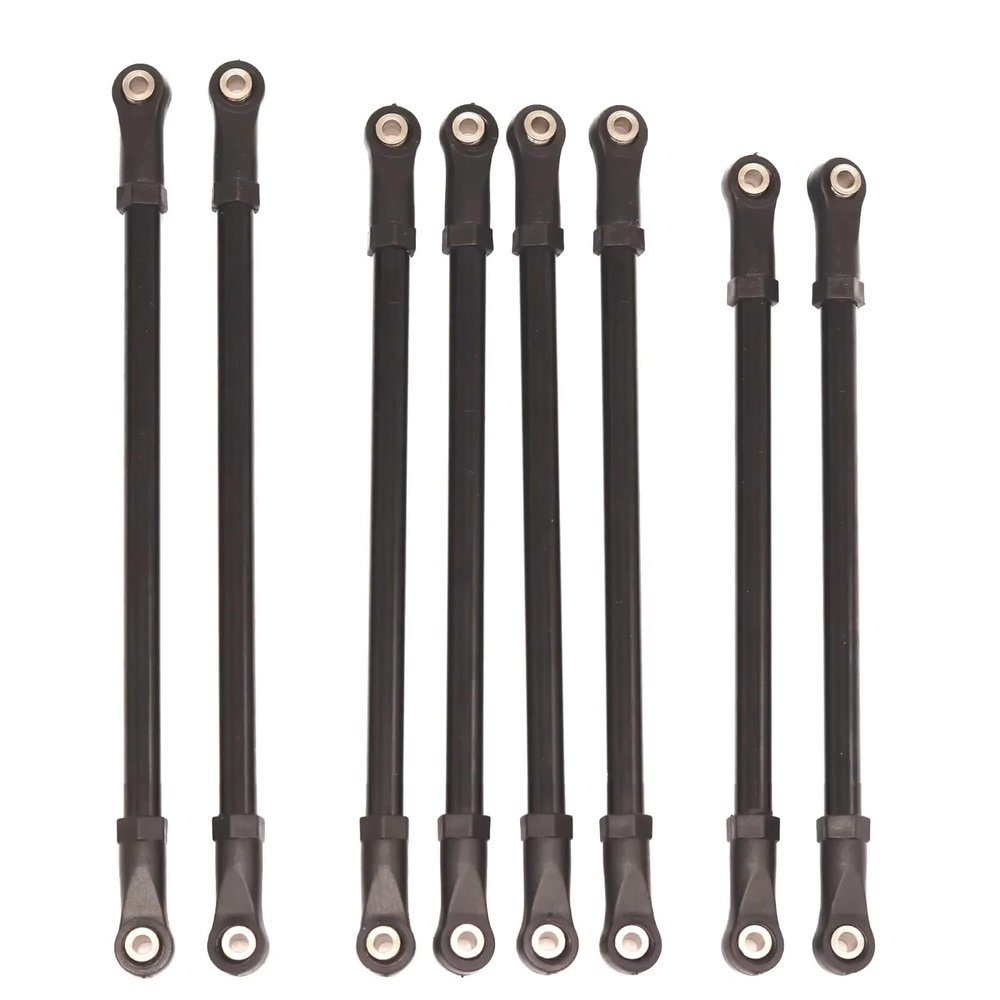 for Axial for SCX10 1/10 RC Car Crawler 8pcs/lot Aluminum Alloy Link Rod Unassembled Kit 313MM Wheelbase RC Upgrade Accessories(Black)