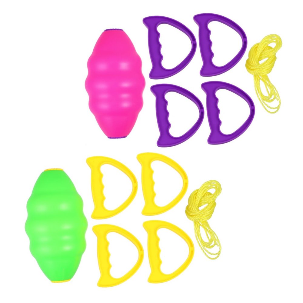 Hohopeti 2pcs Interactive Double Combination Pull Toy Shuttle Ball for Outdoor Sports Activities for Parent-boy Girl Bonding Pink Green