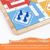 12 Inch Wooden 2-in-1 Ludo & Snakes Board Game, Reversible Travel Set with Storage Bag & Organizer Box (All-in-One Storage) view 3