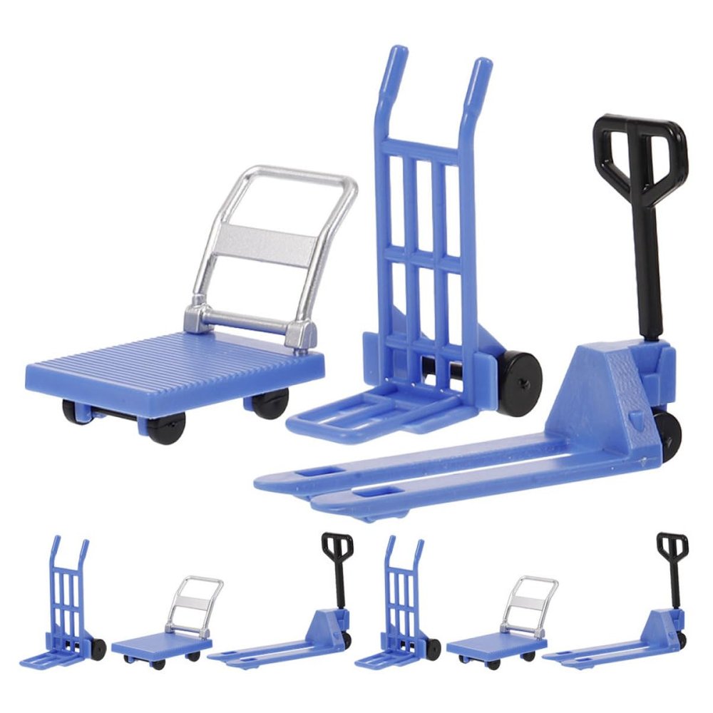 Abaodam 3Sets Miniature Model Forklift Hand Pulley Platform Cart Versatile Construction Tools for Educational Play Projects