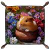 Dice Trays Guinea Pig Flowers Holder Storage Box for Dice Games Like RPG DND, Leather Dice Holder Portable Folding Rolling Dice Tray, 16x16cm view 2