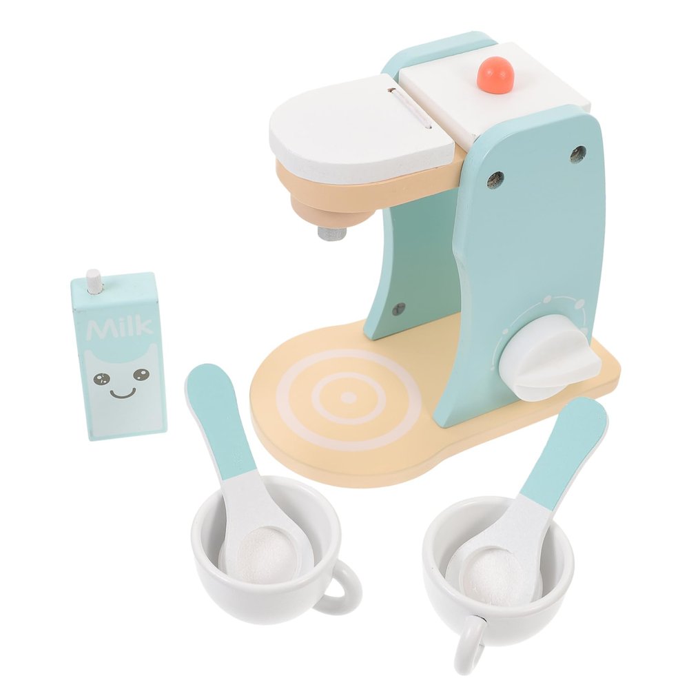 Toddmomy 1set Boy Girl Wooden Coffee Maker Toy Pretend Espresso Machine Playset for Creative Role-Play and Imaginative Learning Safe Toy for Boys and Girls