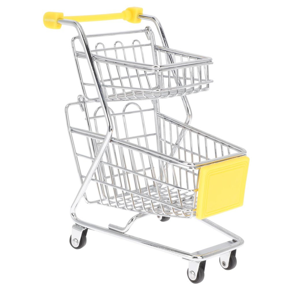 Hohopeti Mini Shopping Cart Toy Supermarket Handcart with Structure for Playtime Room Gift Yellow