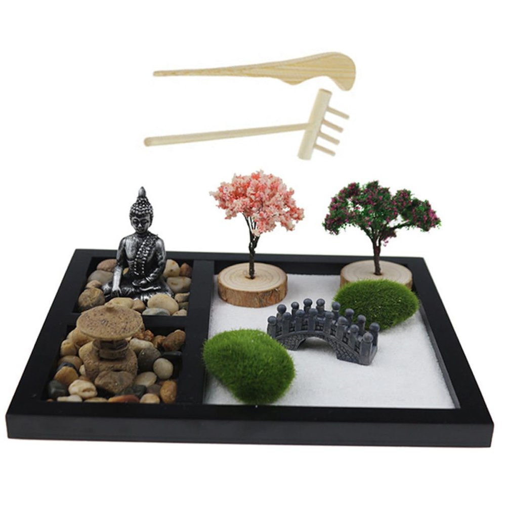Totority Zen Garden Kit for Desk Garden Decorative Sandbox Ornament Table Artware Decor