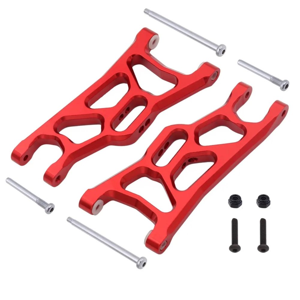RC Car Upgrade Part for Slash for Rustler for Raptor 1/10 Metal Front and Rear Suspension Arm Kit RC Car Upgrade Parts(Red,Front Arm)
