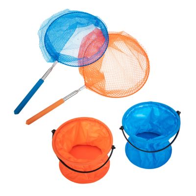 CVUTOVO 2sets Outdoor Catching Nets Fishing Net Telescopic Catchers for Boys and Girls Adults Bug Kits Buckets