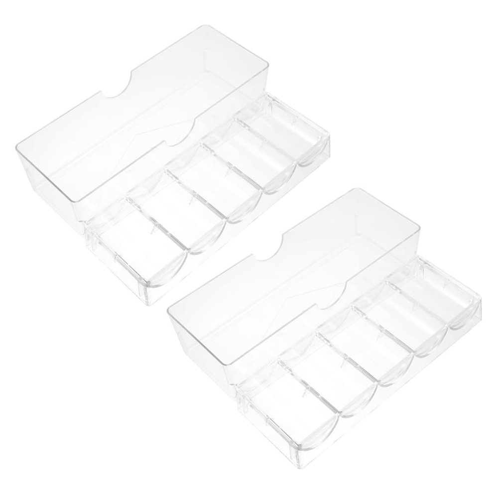 HEALSOPTHY Poker Chips Storage Organizer with Lids 2pcs Poker Chip Rack for Gamers 100 Pieces Capacity for Party Use