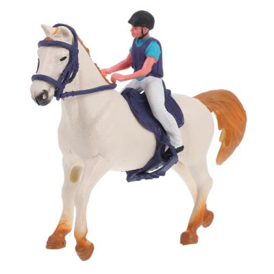 BESTonZON Horse Figurine Model Realistic Miniature Barn Decoration Rider for Farm Scene Display and Gifting Plastic Design White Horse Sculpture