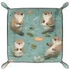 Dice Trays Otters Holder Storage Box for Dice Games Like RPG DND, Leather Dice Holder Portable Folding Rolling Dice Tray, 16x16cm view 2