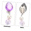 BESTonZON 5pairs Clip Earrings for Girls Boy Girl Princess Jewelry Non-pierced Heart and Flower Dangle Accessories for Favors view 3