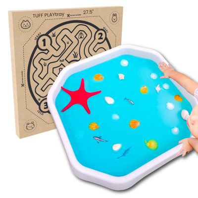 Learning Through PLAYtrays Milky White TUFF Tray, Small 27.5" Sensory Play Tray with Textured Surface, Canvas for Creativity, Sensory Bin for Water and Sand