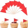 100Pcs Mini Solid Red Toothpick Flags, 3.15" Small Plain Triangle, Cupcake Toppers Sticks, Blank Flag Fruit Cheese Markers for Wedding Party Buffet Appetizers DIY Decoration view 1