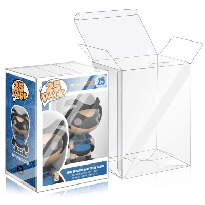25 Pack Protector Cases for 4 Inch Figures, Crystal Clear Display Box with Lock - Dust, Fog, Scratch & Fingerprint Resistant, Flexible Shatterproof PET Plastic (Non-Yellowing), Includes Clean Cloth