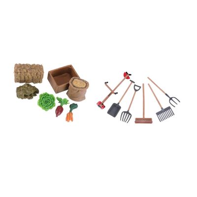 FOYTOKI 13pcs Miniature Farm Tools Model Set Tools for Landscape Decoration Trowel