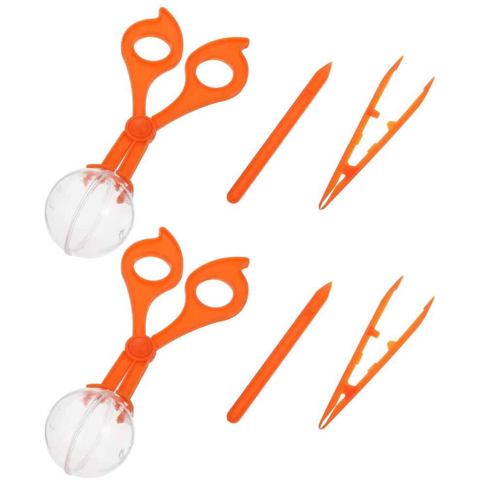 BRIGHTFUFU 2sets Catching Tool for Boy Girl of Insect Collectors with Non-Slip Clip Handle Lightweight Bug Catching Scissors and Tweezers Outdoor Exploration Kit for Nature Fun