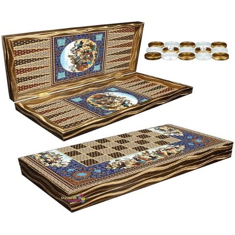 20"-inch Luxury Backgammon Set for Adults Persian Khatam Handmade Game Set and Checkers/Gift idea for Dad, Birthday, Xmas