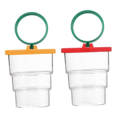 HANABASS 2pcs Observation Magnifying Box Multifunctional Outdoor Insect Viewer for Educational Science Exploration Portable Lens Case Red Yellow