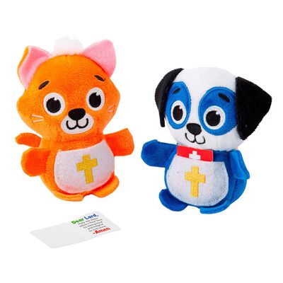4 1/2" Religious Prayer Pets Stuffed Cat & Dog Toys with Prayer Card - 12 Pc.